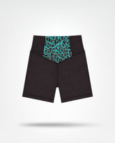 Debeau Performance Women's High-Waisted Training Shorts – Black & Teal Leopard
