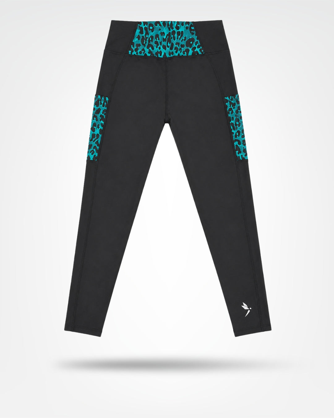 Debeau Performance Women's High-Waisted Leggings – Black & Teal Leopard