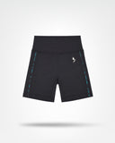 Debeau Performance Women's High-Waisted Training Shorts – Black & Teal Leopard